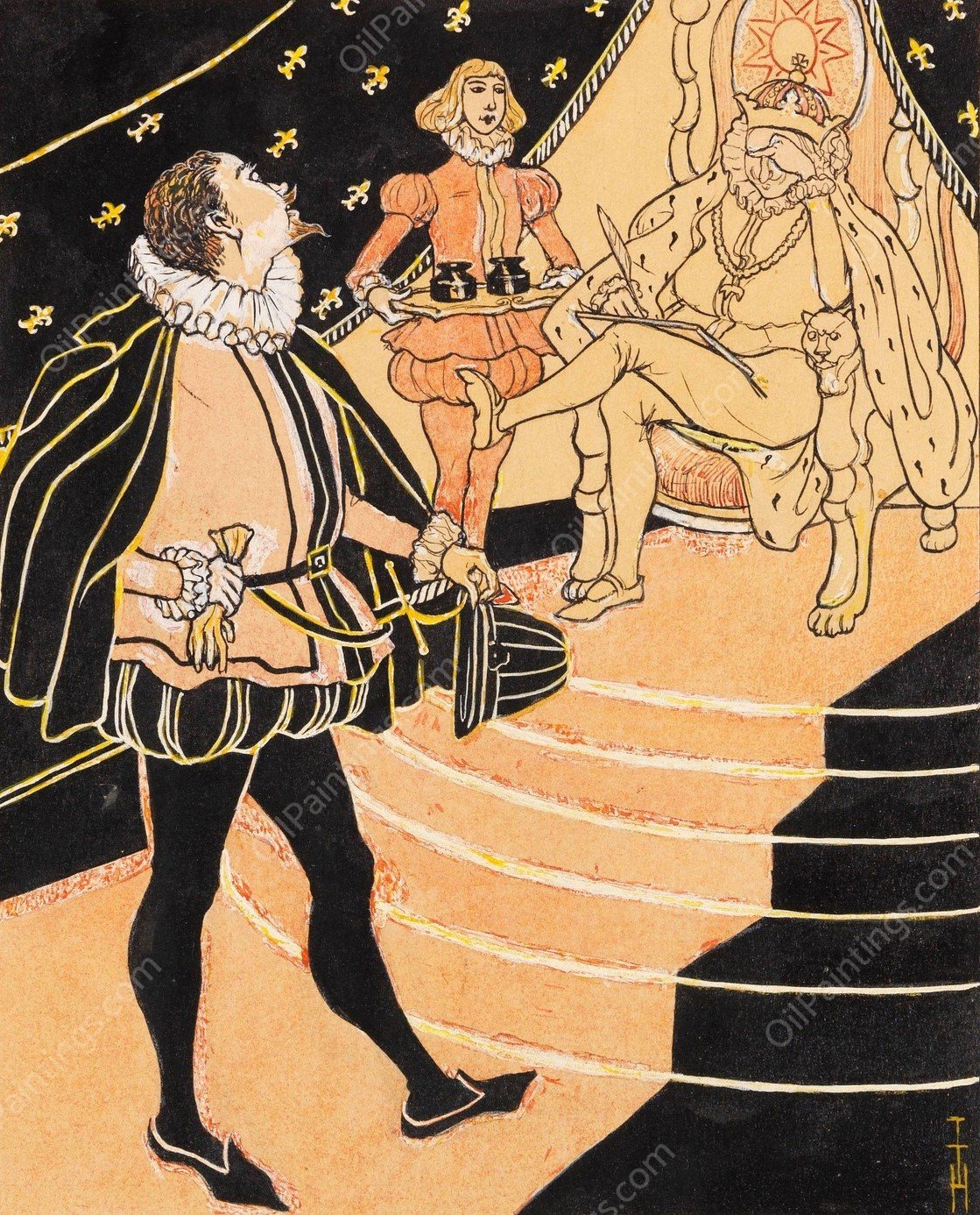 Marquis Posa - Sire, geben Sie Ihren Gedanken nicht zuviel Freiheit  by Thomas Theodor Heine - Hand-Painted Oil Painting Reproduction