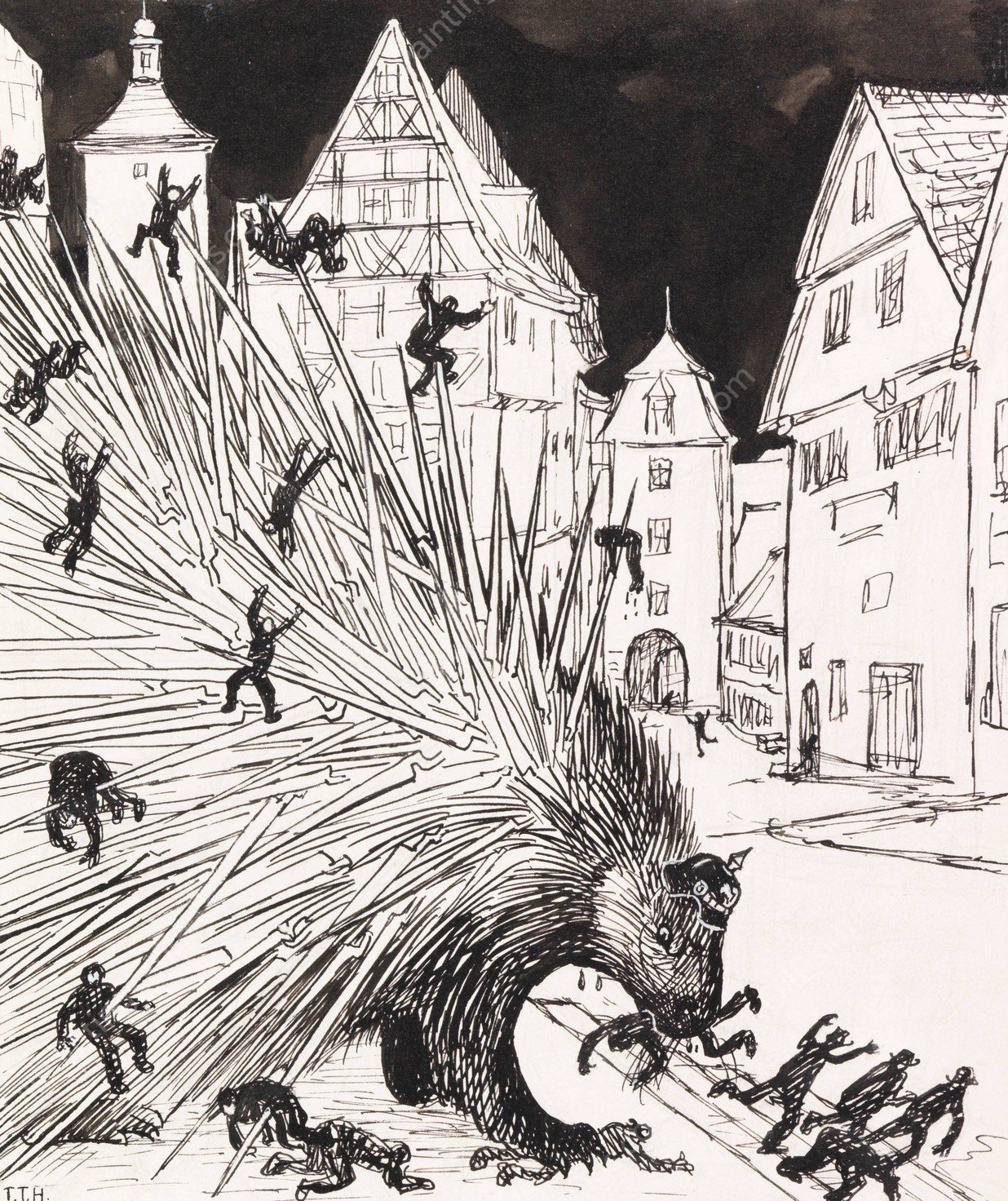 Preusen kolonisiert. Der Weg des deutschen Liberalen  by Thomas Theodor Heine - Hand-Painted Oil Painting Reproduction