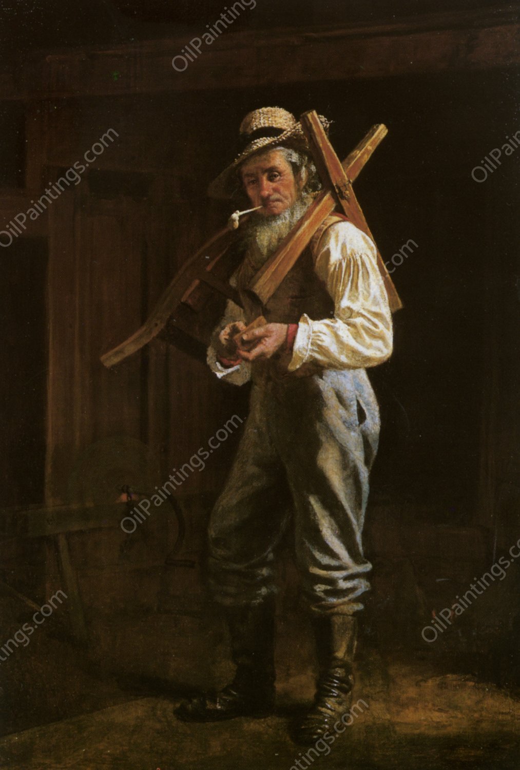 Man with Pipe by Thomas Waterman Wood - Hand-Painted Oil Painting Reproduction
