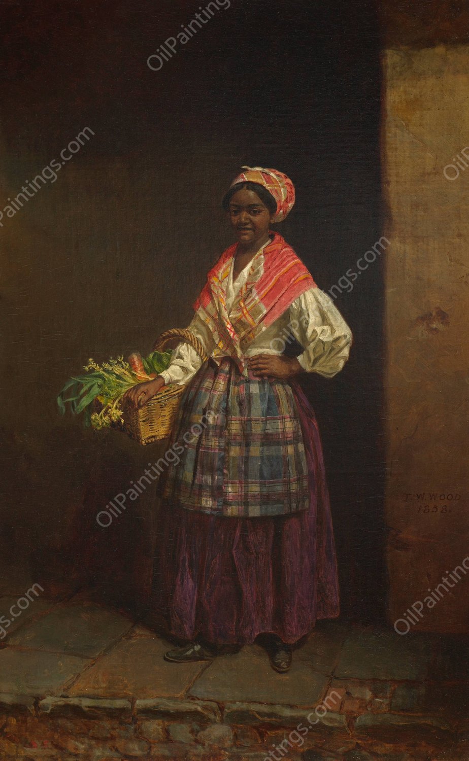 Market Woman by Thomas Waterman Wood - Hand-Painted Oil Painting Reproduction
