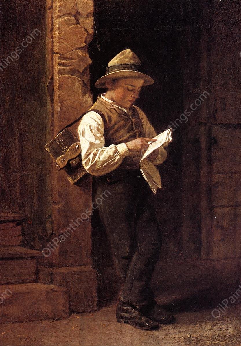 Spelling it Out also known as The Shoeshine Boy by Thomas Waterman Wood - Hand-Painted Oil Painting Reproduction