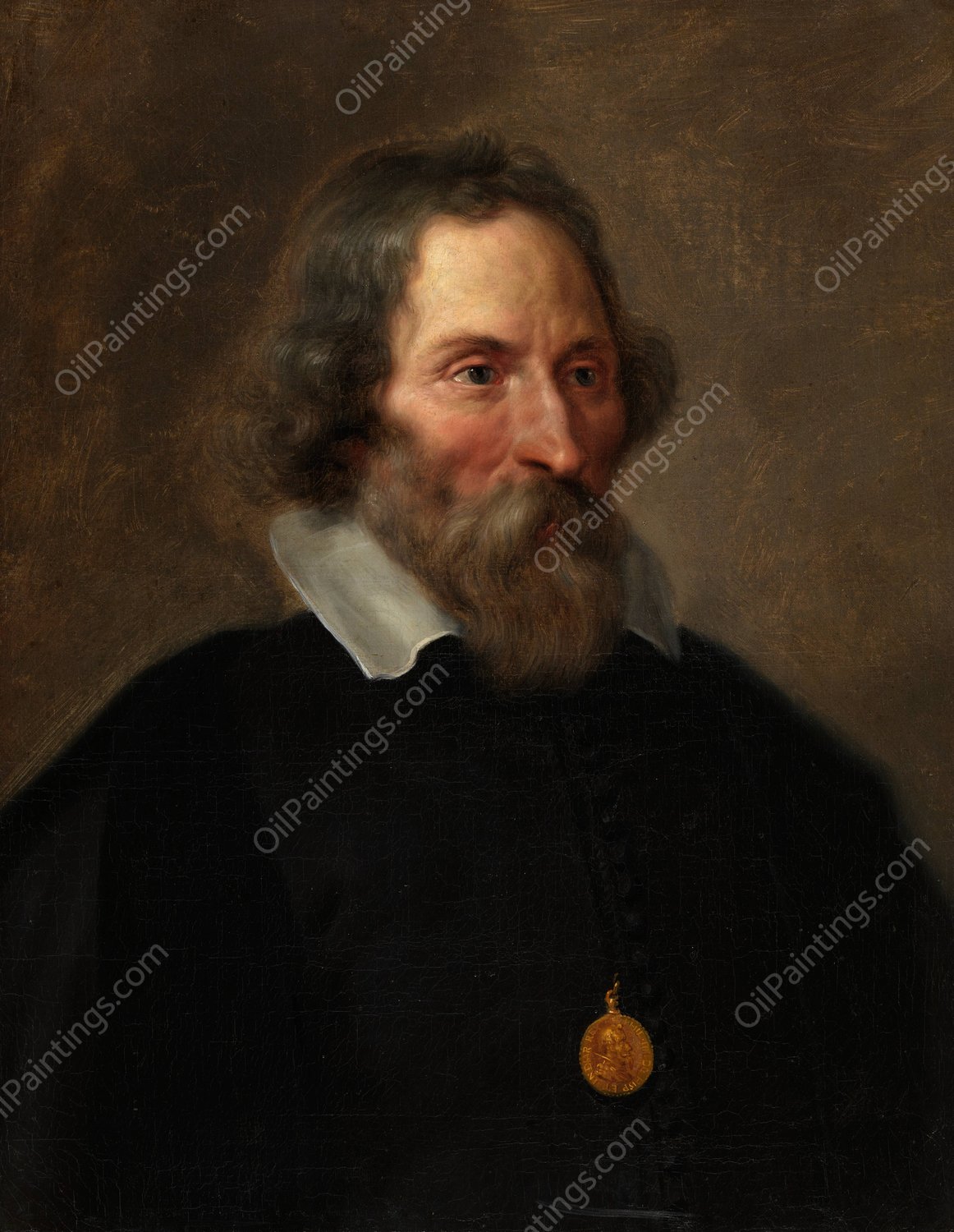 Portret van Erycius Puteanus  by Thomas Willeboirts Bosschaert - Hand-Painted Oil Painting Reproduction