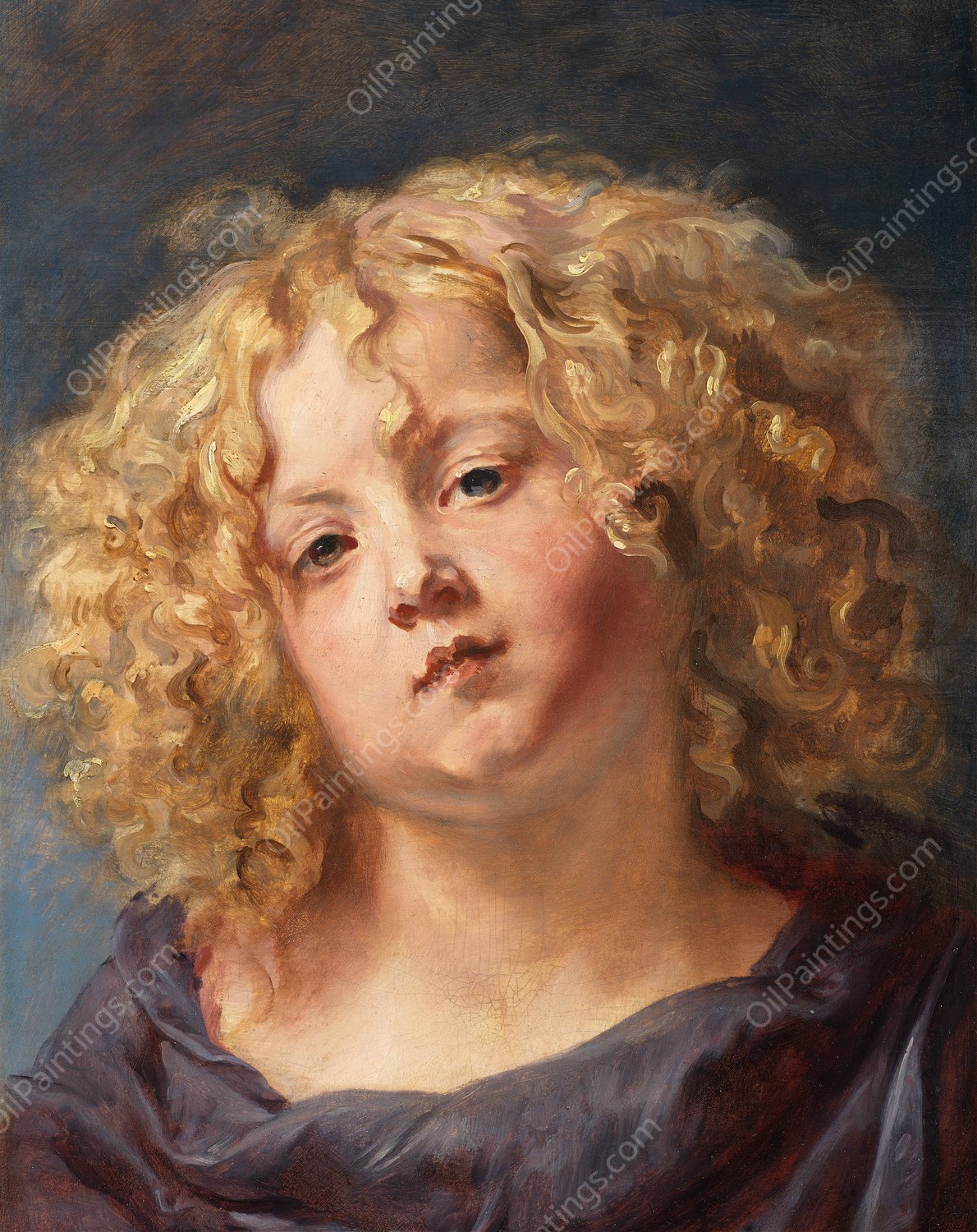 Study of a Boy's Head  by Thomas Willeboirts Bosschaert - Hand-Painted Oil Painting Reproduction