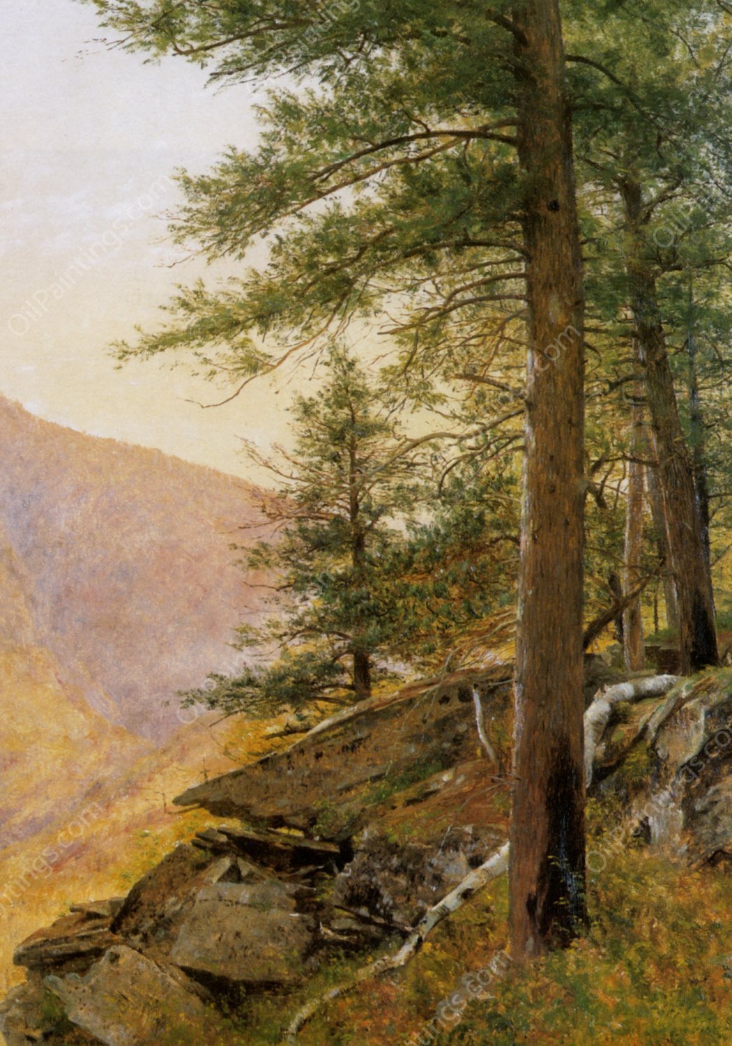 Hemlock in the Catskills by Thomas Worthington Whittredge - Hand-Painted Oil Painting Reproduction