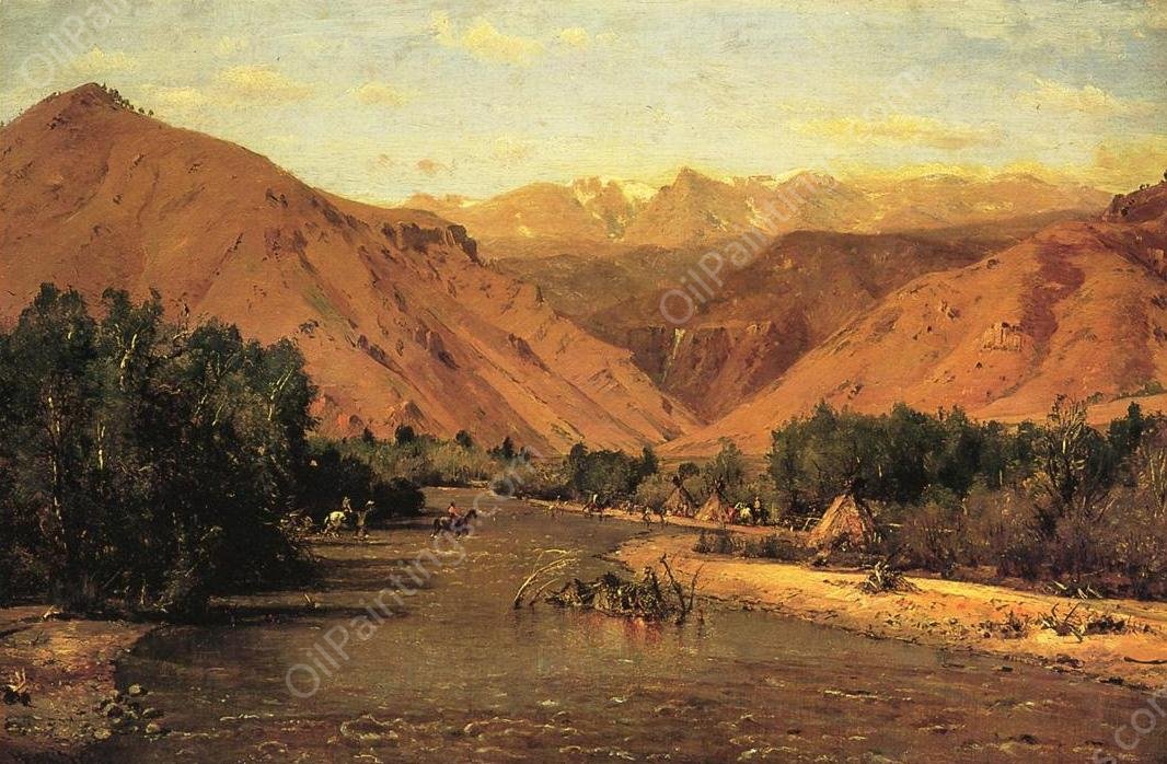 Indian Encampment on the Platte II by Thomas Worthington Whittredge - Hand-Painted Oil Painting Reproduction