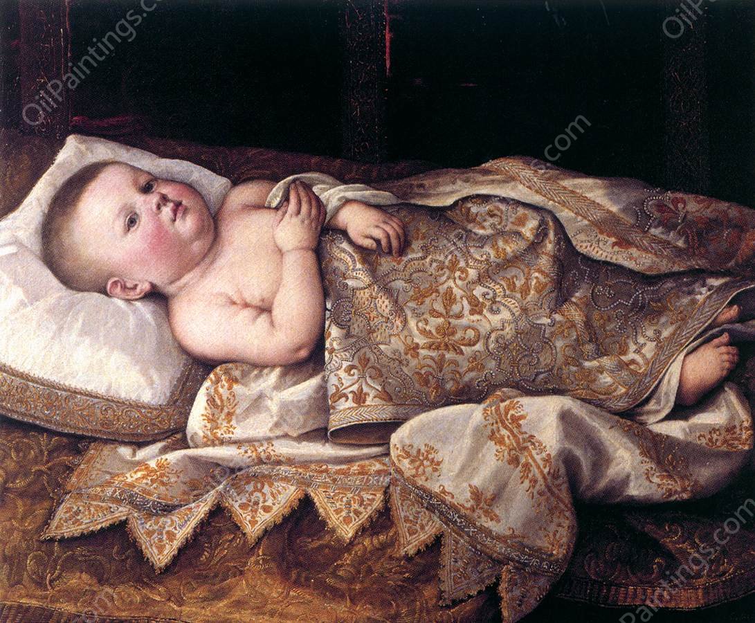 Prince Leopoldo de' Medici in a Cradle by Tiberio Di Tito - Hand-Painted Oil Painting Reproduction