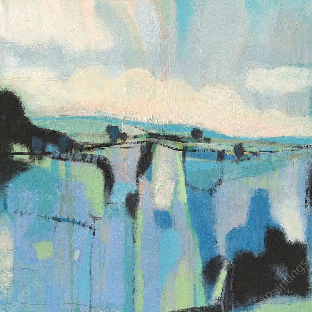 Abstract Shades of Blue I by Tim O'Toole - Hand-Painted Oil Painting Reproduction