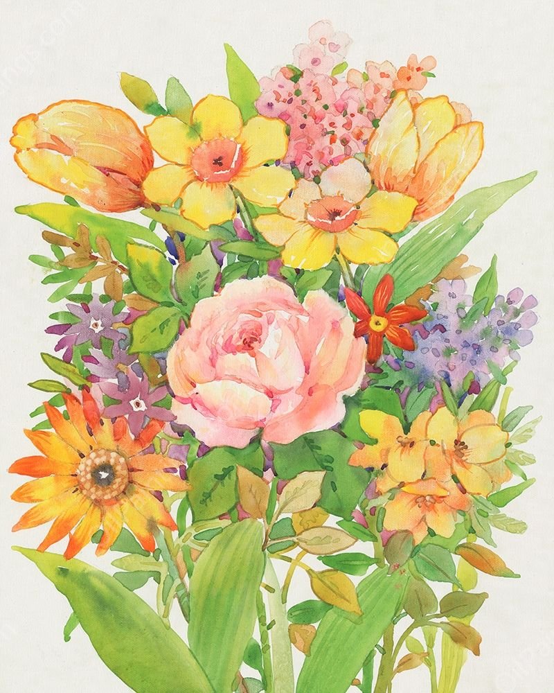 Floral Mix II by Tim O'Toole - Hand-Painted Oil Painting Reproduction