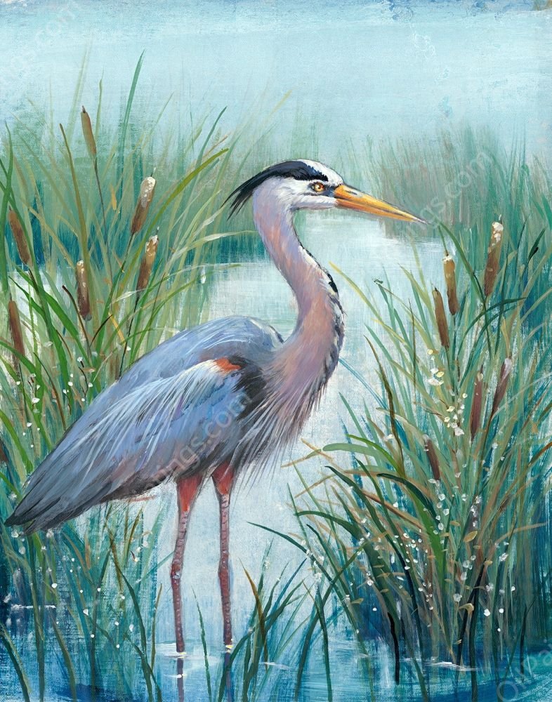 Marsh Heron I by Tim O'Toole - Hand-Painted Oil Painting Reproduction