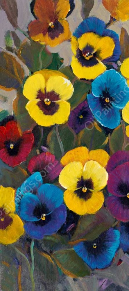 Pansy Panel I by Tim O'Toole - Hand-Painted Oil Painting Reproduction