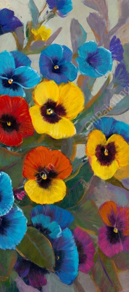 Pansy Panel III by Tim O'Toole - Hand-Painted Oil Painting Reproduction