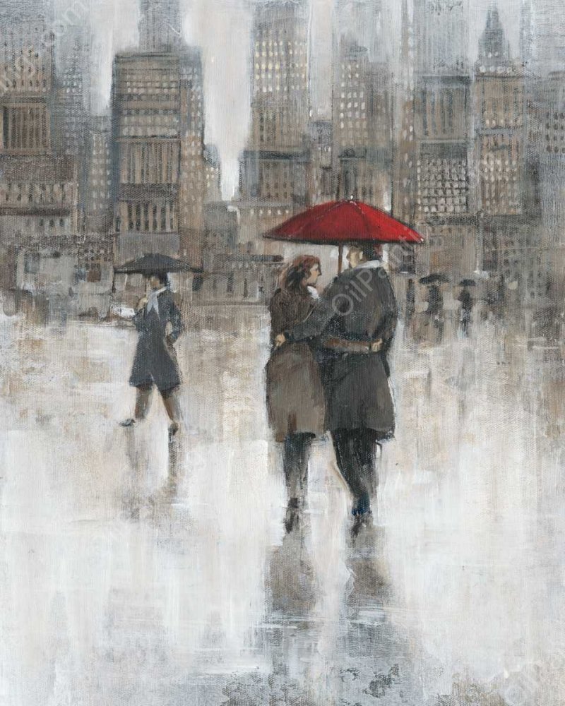 Rain in The City II by Tim O'Toole - Hand-Painted Oil Painting Reproduction