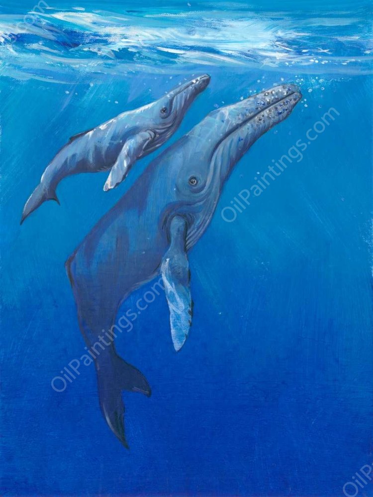 Under Sea Whales I by Tim O'Toole - Hand-Painted Oil Painting Reproduction