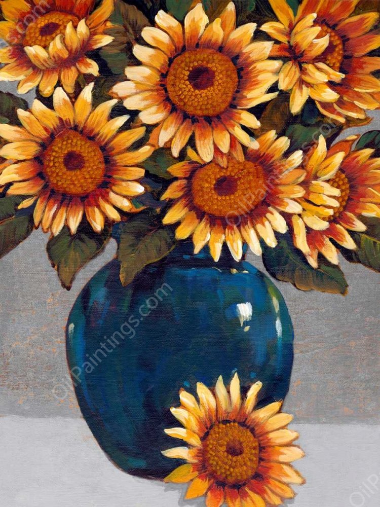 Vase of Sunflowers I by Tim O'Toole - Hand-Painted Oil Painting Reproduction