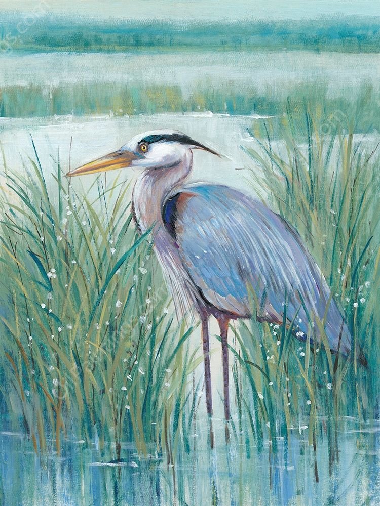 Wetland Heron II by Tim O'Toole - Hand-Painted Oil Painting Reproduction