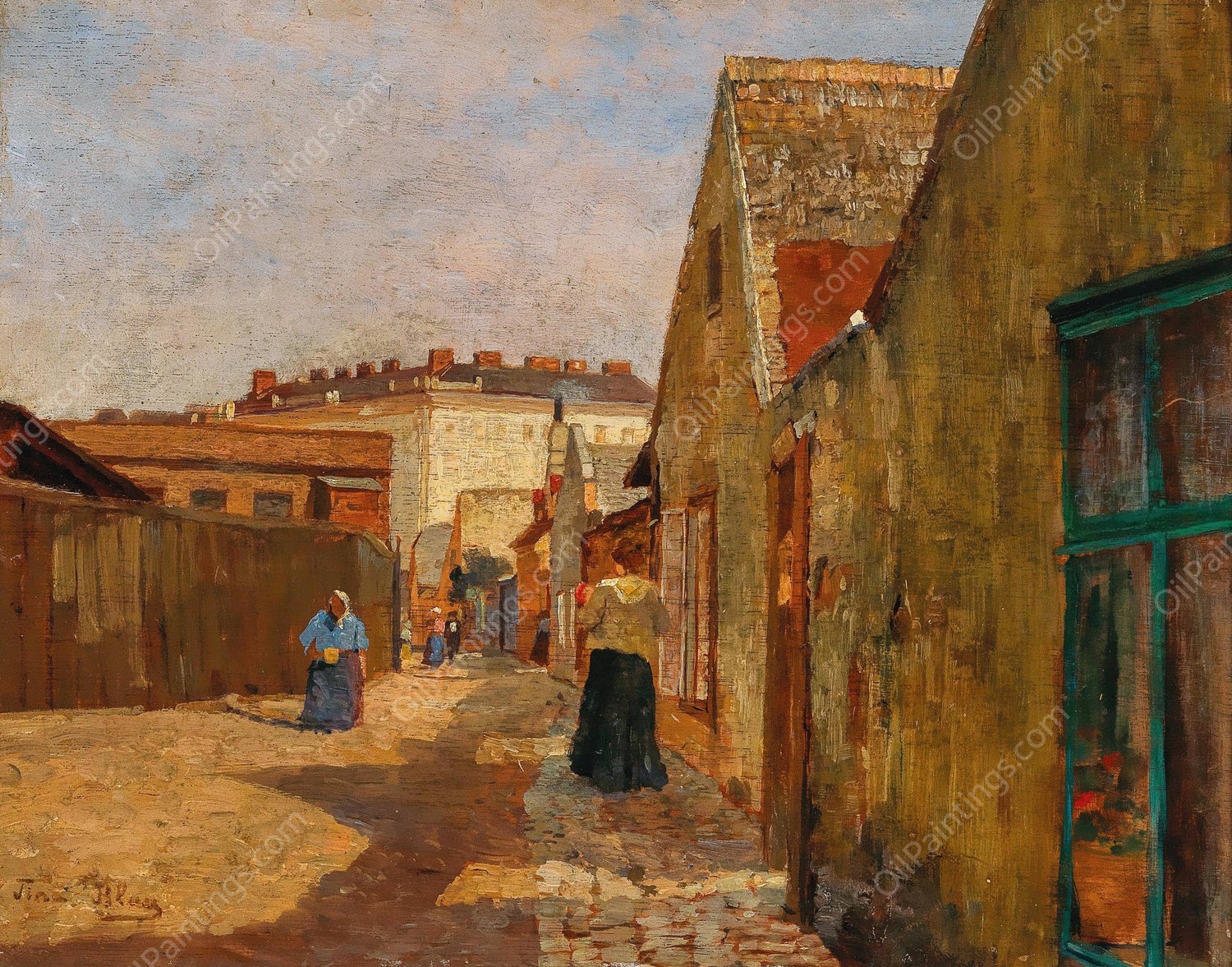 A Dead-End Street in Vienna-Erdberg by Tina Blau - Hand-Painted Oil Painting Reproduction