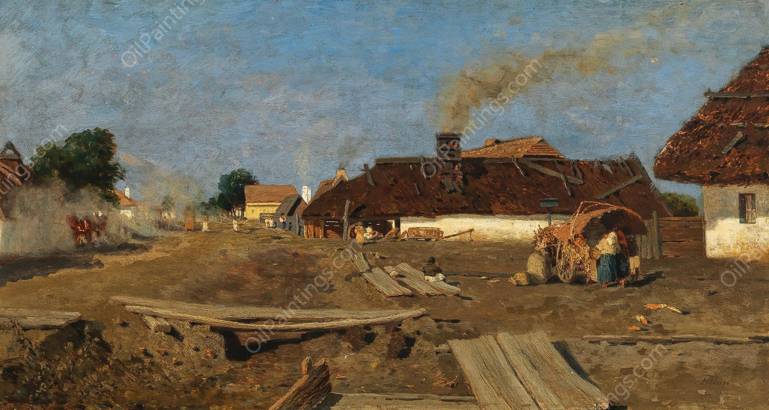 A Village Road in Szolnok by Tina Blau - Hand-Painted Oil Painting Reproduction