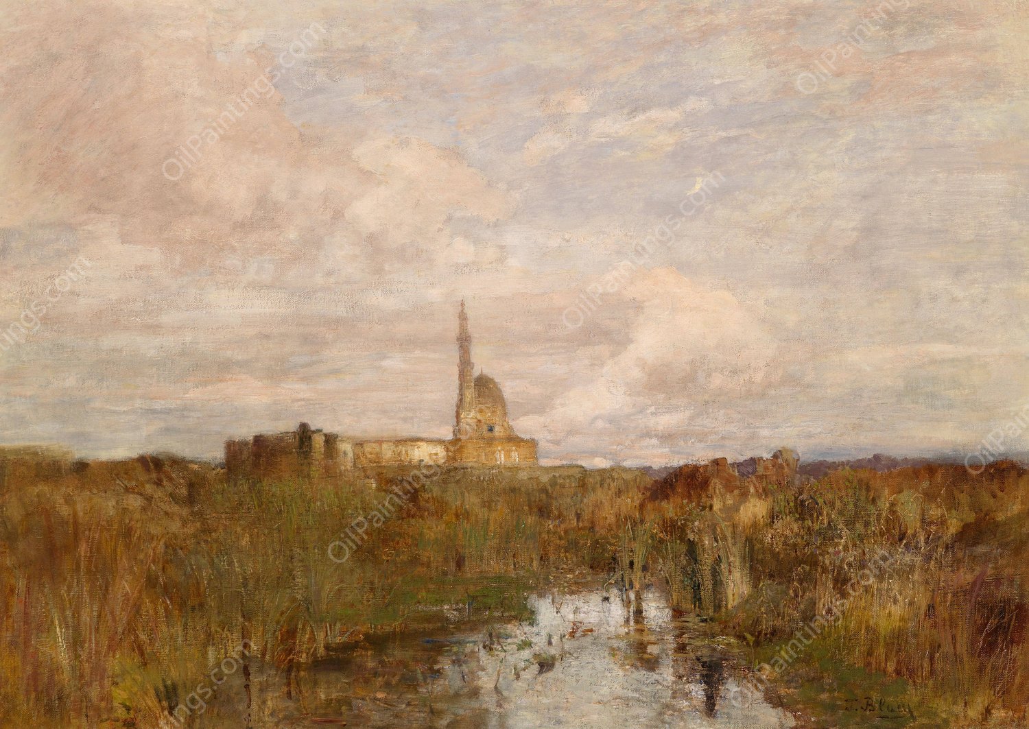 Agyptischer Palast Weltausstellung 1873 Wien by Tina Blau - Hand-Painted Oil Painting Reproduction