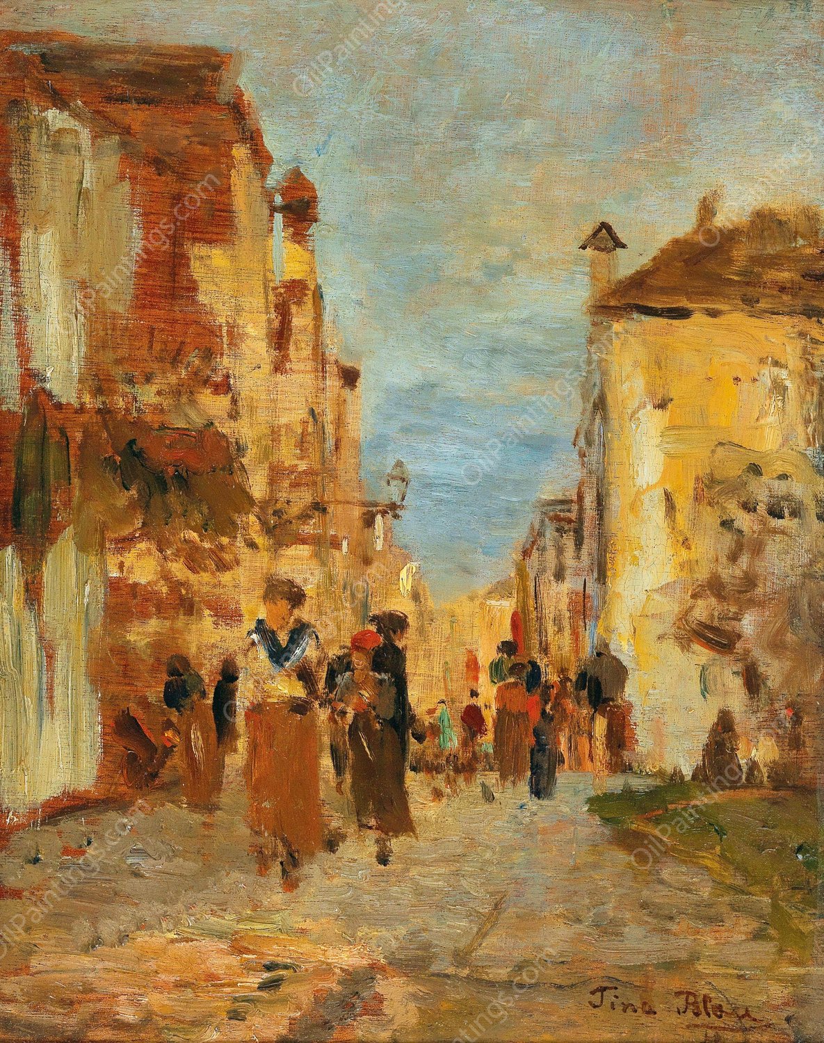 An alley in Venice by Tina Blau - Hand-Painted Oil Painting Reproduction