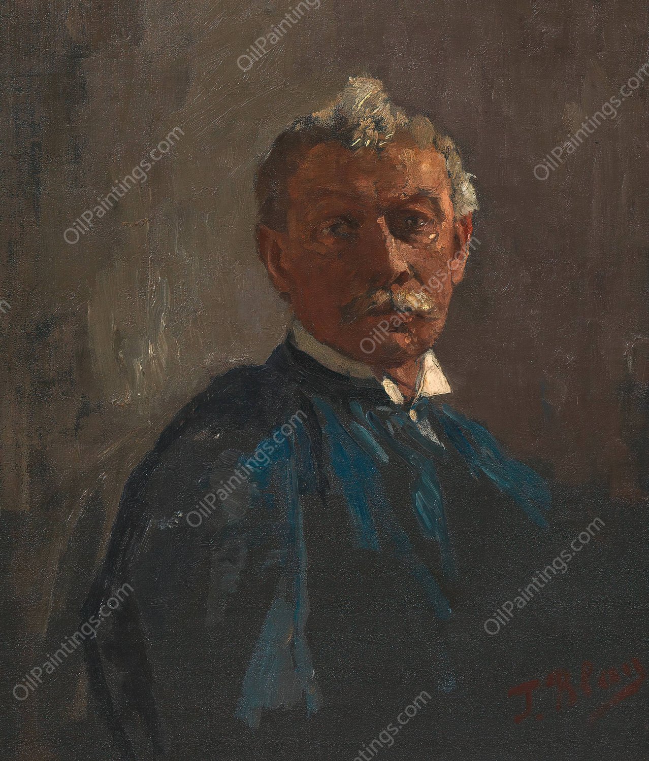 Herrenbildnis  by Tina Blau - Hand-Painted Oil Painting Reproduction