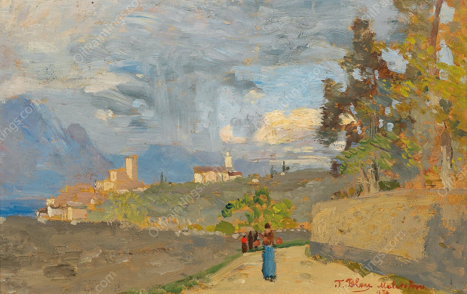 Malcesine by Tina Blau - Hand-Painted Oil Painting Reproduction