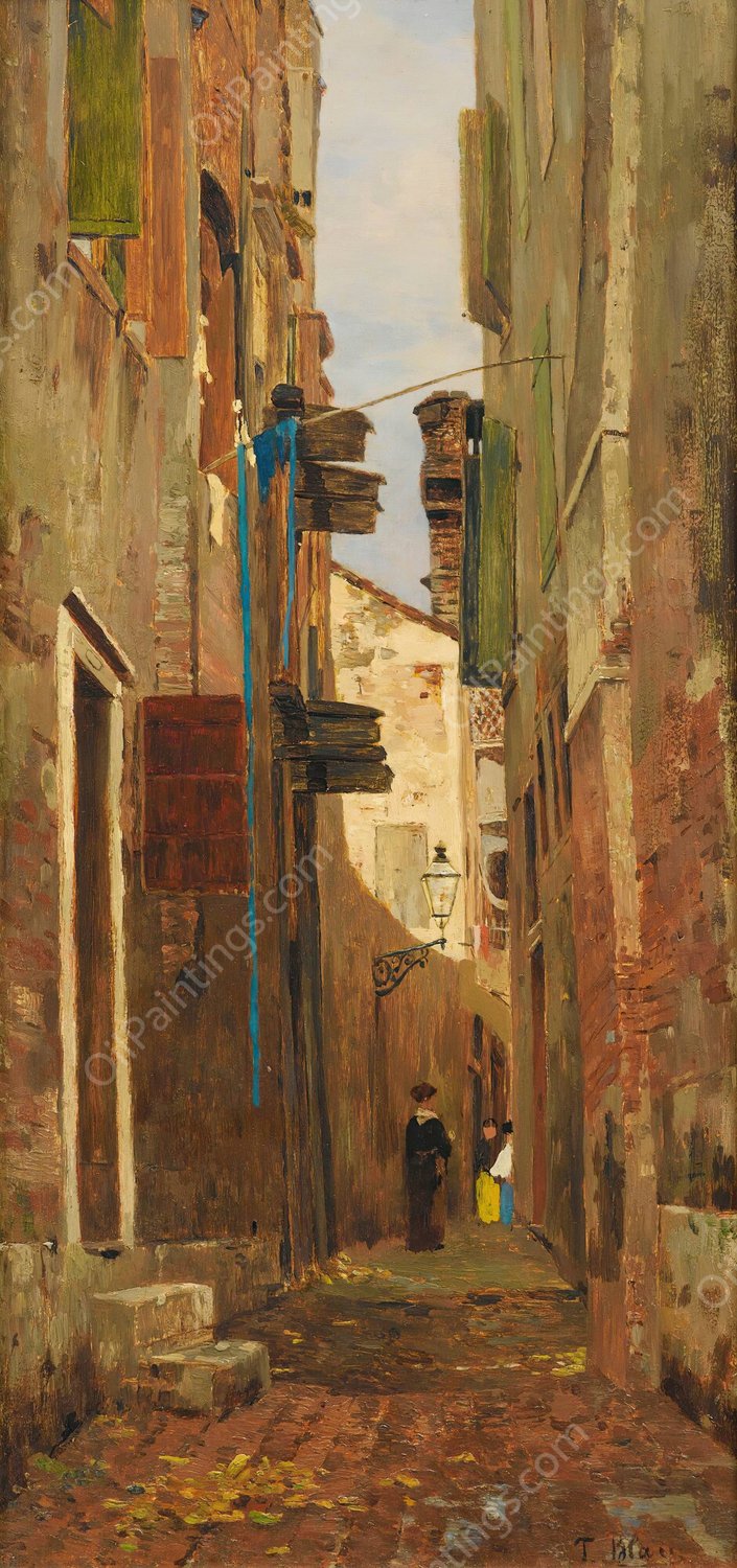 Street In Italy by Tina Blau - Hand-Painted Oil Painting Reproduction