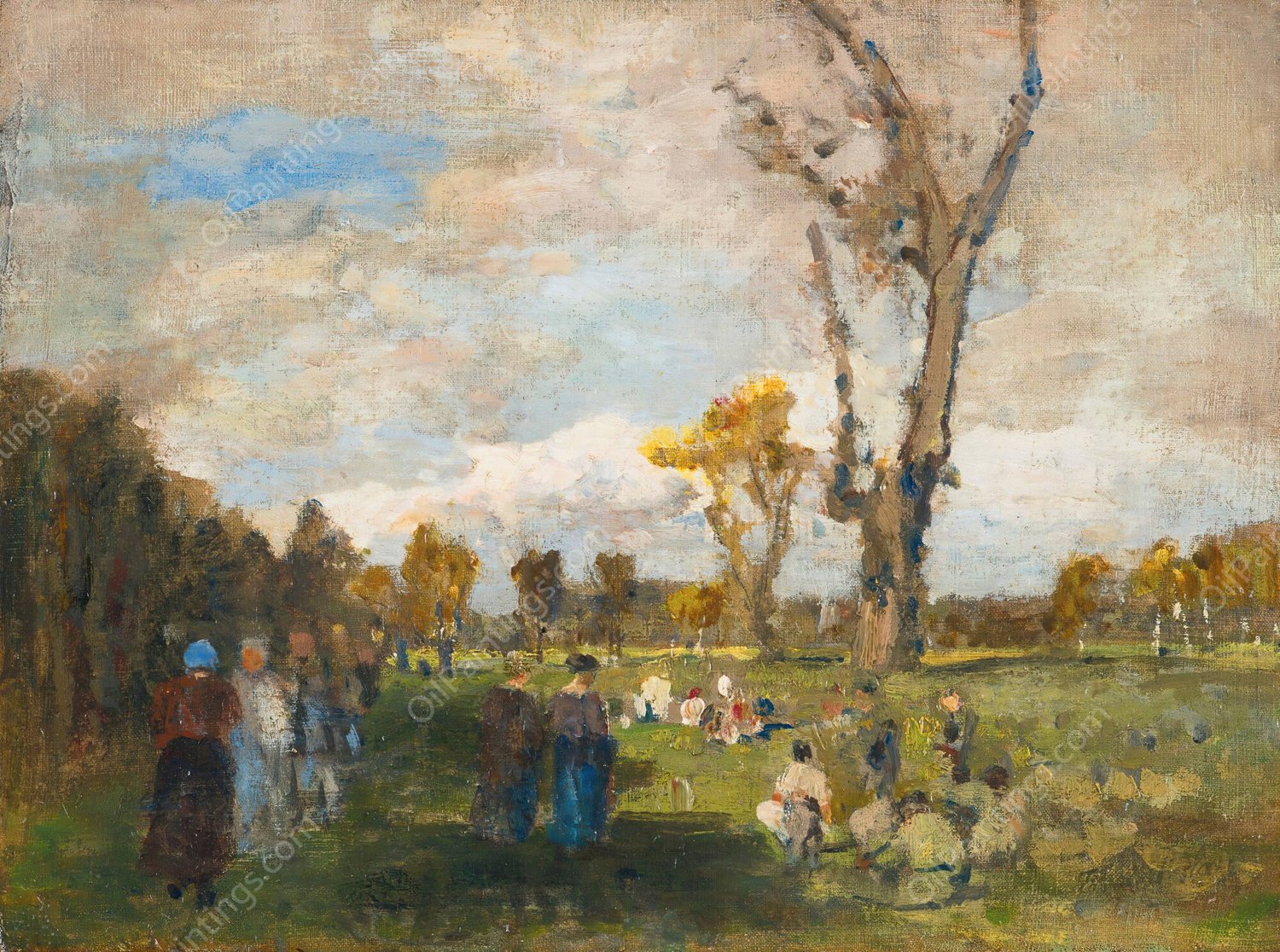 Sunday In The Prater Gardens  by Tina Blau - Hand-Painted Oil Painting Reproduction