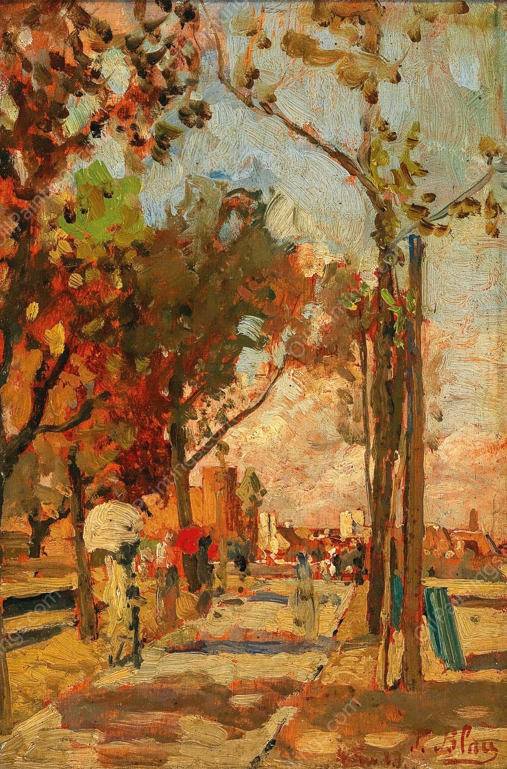 The Main Customs Office with a View of the Kaiser Franz Josef Barracks by Tina Blau - Hand-Painted Oil Painting Reproduction