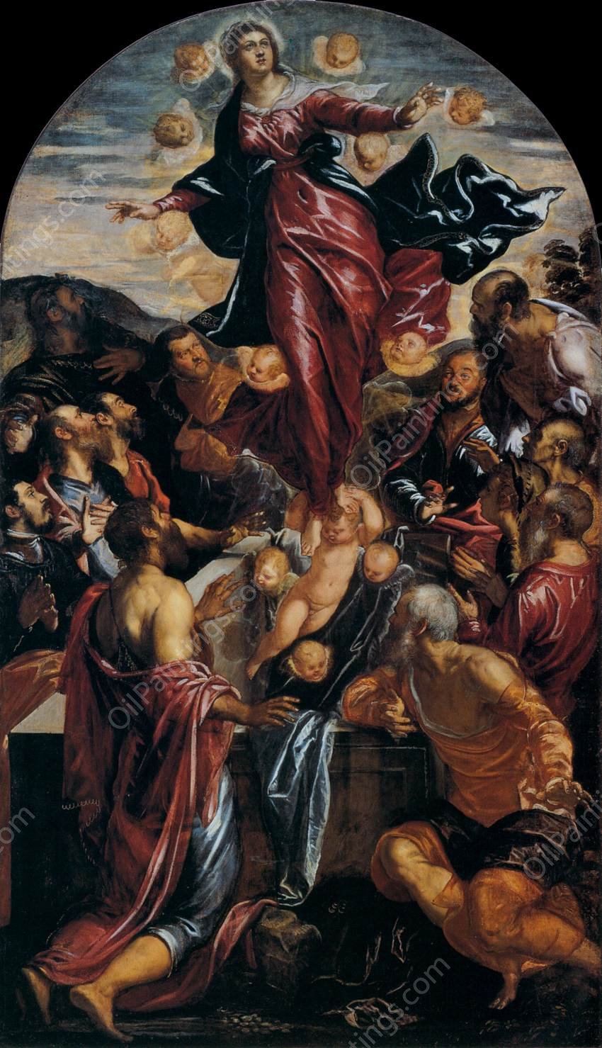Assumption of the Virgin by Tintoretto - Hand-Painted Oil Painting Reproduction
