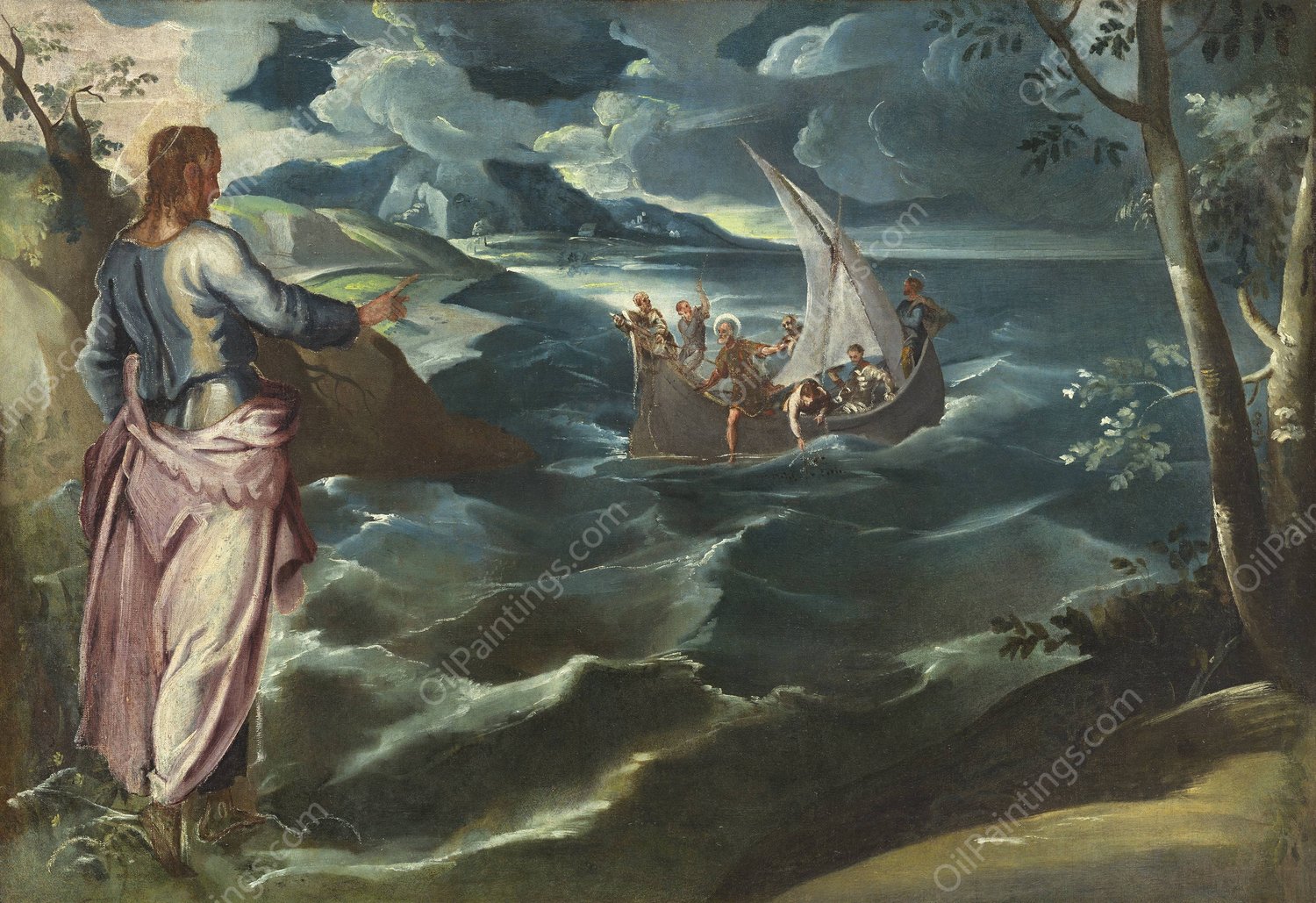 Christ at the Sea of Galilee  by Tintoretto - Hand-Painted Oil Painting Reproduction