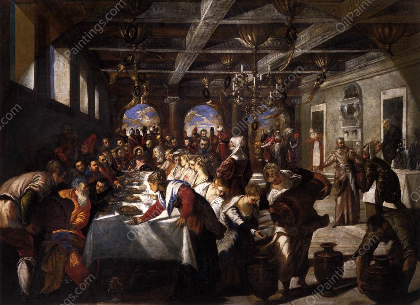 Marriage at Cana by Tintoretto - Hand-Painted Oil Painting Reproduction