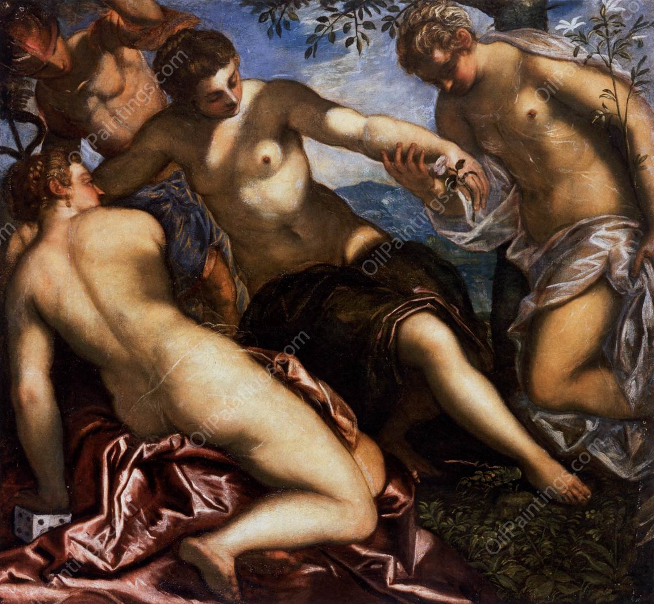 Mercury and the Graces by Tintoretto - Hand-Painted Oil Painting Reproduction