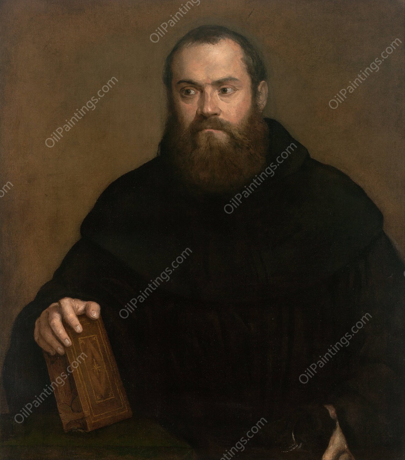 A monk with a book by Titian - Hand-Painted Oil Painting Reproduction
