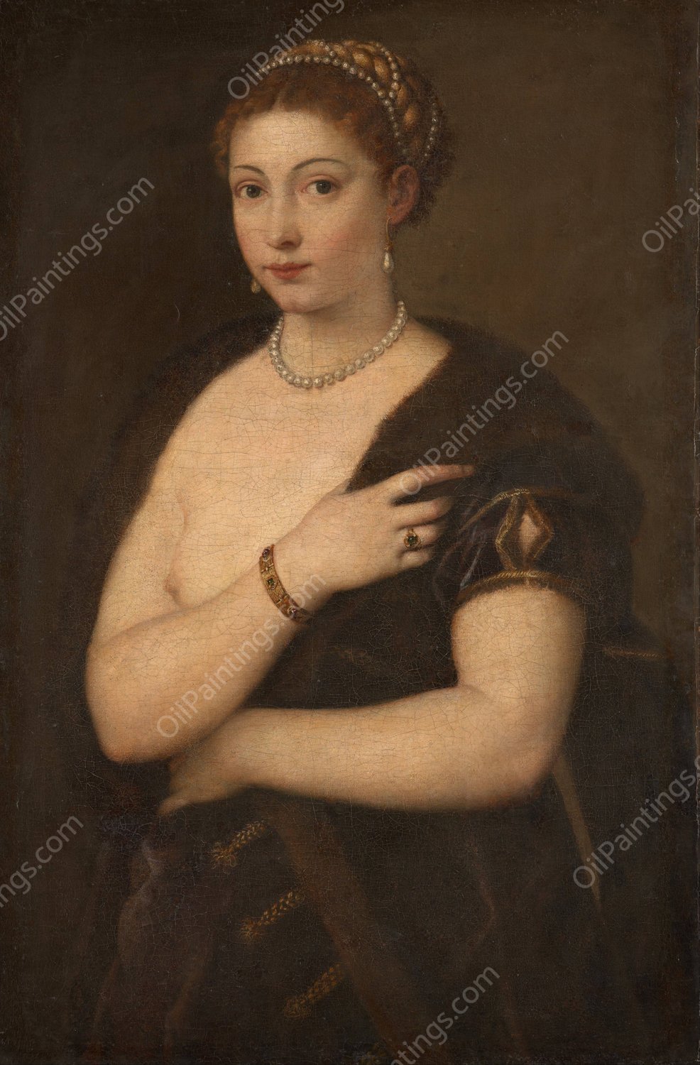 Girl in a Fur by Titian - Hand-Painted Oil Painting Reproduction