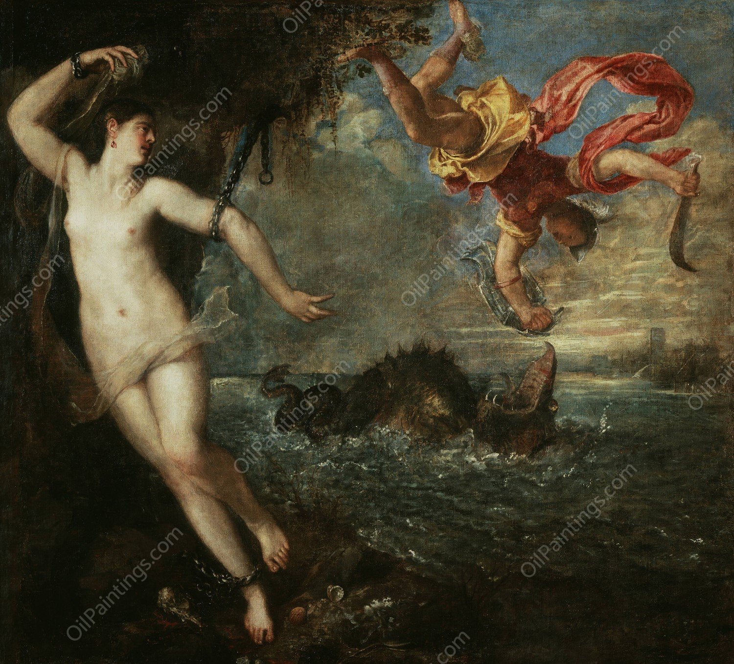 Perseus and Andromeda  by Titian - Hand-Painted Oil Painting Reproduction