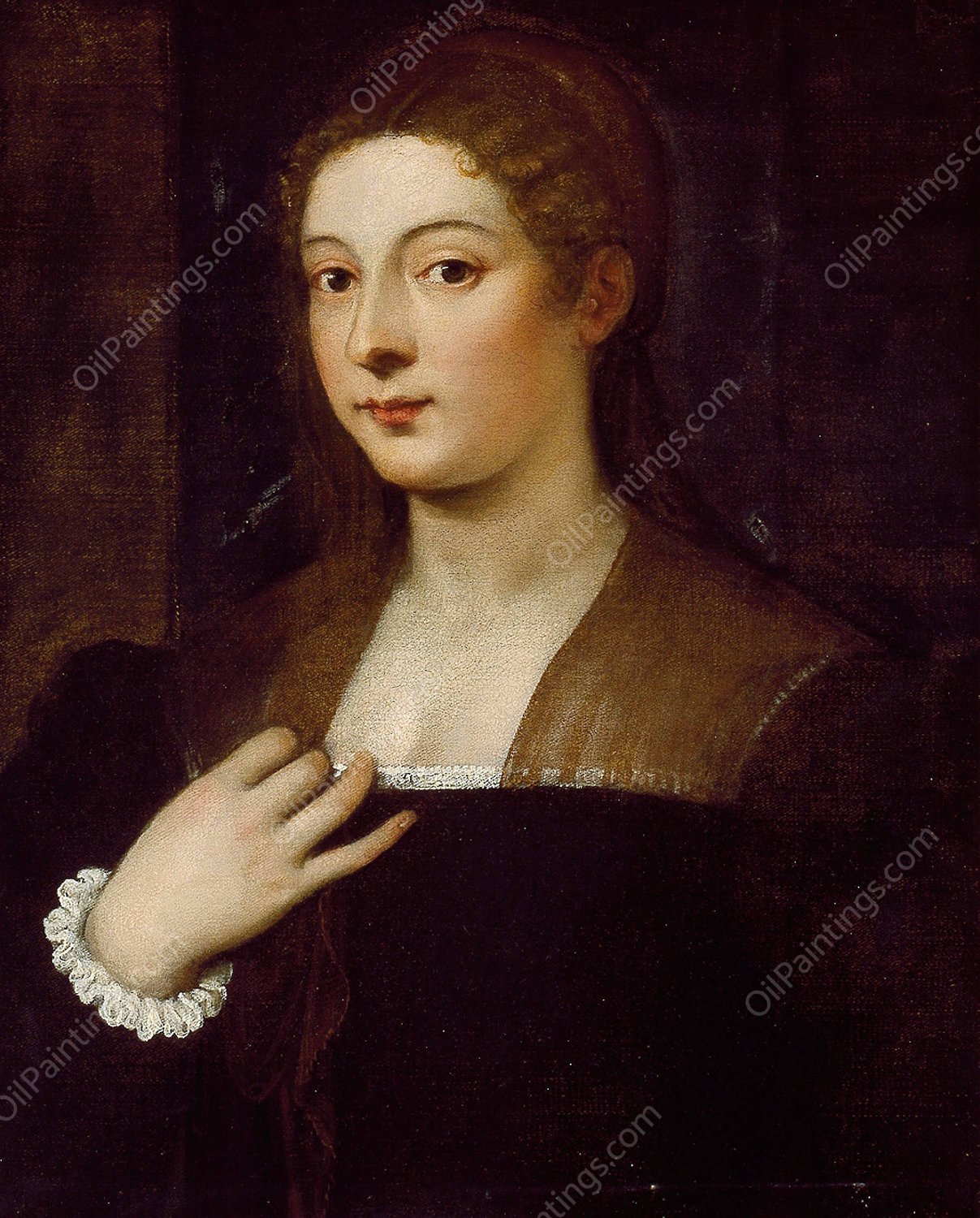 Portrait of a Lady  by Titian - Hand-Painted Oil Painting Reproduction
