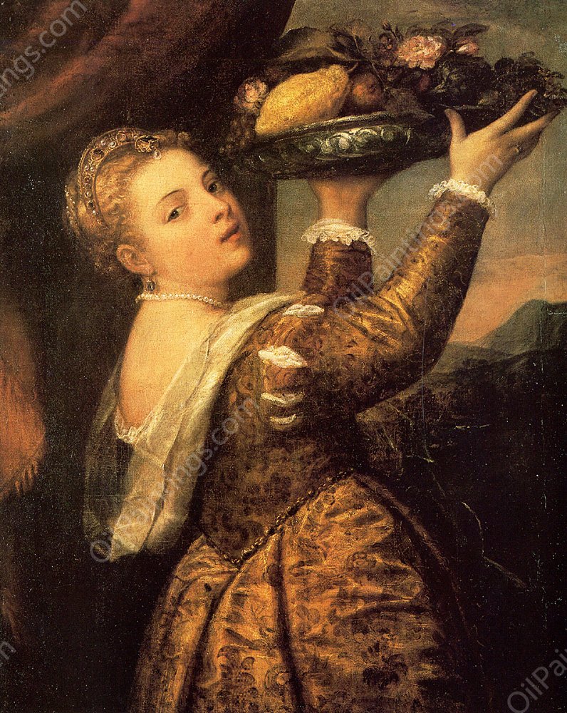 Girl with a Basket of Fruits Lavinia by Titian Ramsey Peale II - Hand-Painted Oil Painting Reproduction