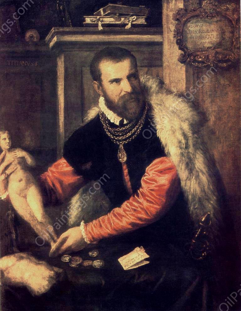 Portrait of Jacopo Strada by Titian Ramsey Peale II - Hand-Painted Oil Painting Reproduction