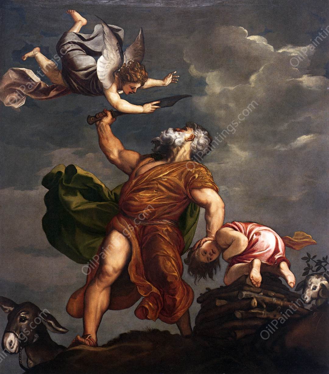 Sacrifice of Isaac by Tiziano Vecellio - Hand-Painted Oil Painting Reproduction