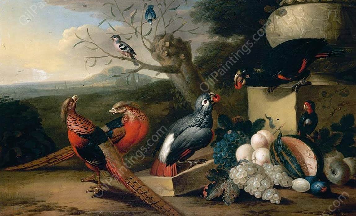 Parkland Setting with Birds by Tobias Stranover - Hand-Painted Oil Painting Reproduction