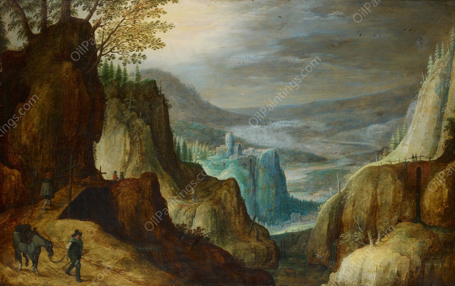 Fantastic Mountainous Landscape  by Tobias Verhaecht - Hand-Painted Oil Painting Reproduction