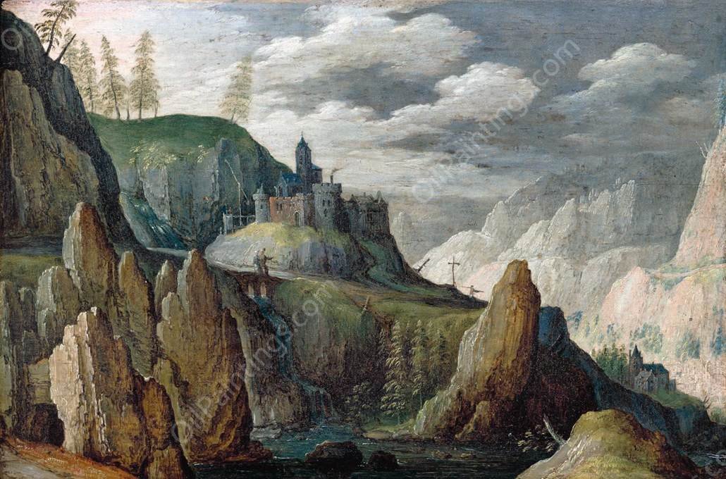 Mountainous Landscape by Tobias Verhaecht - Hand-Painted Oil Painting Reproduction