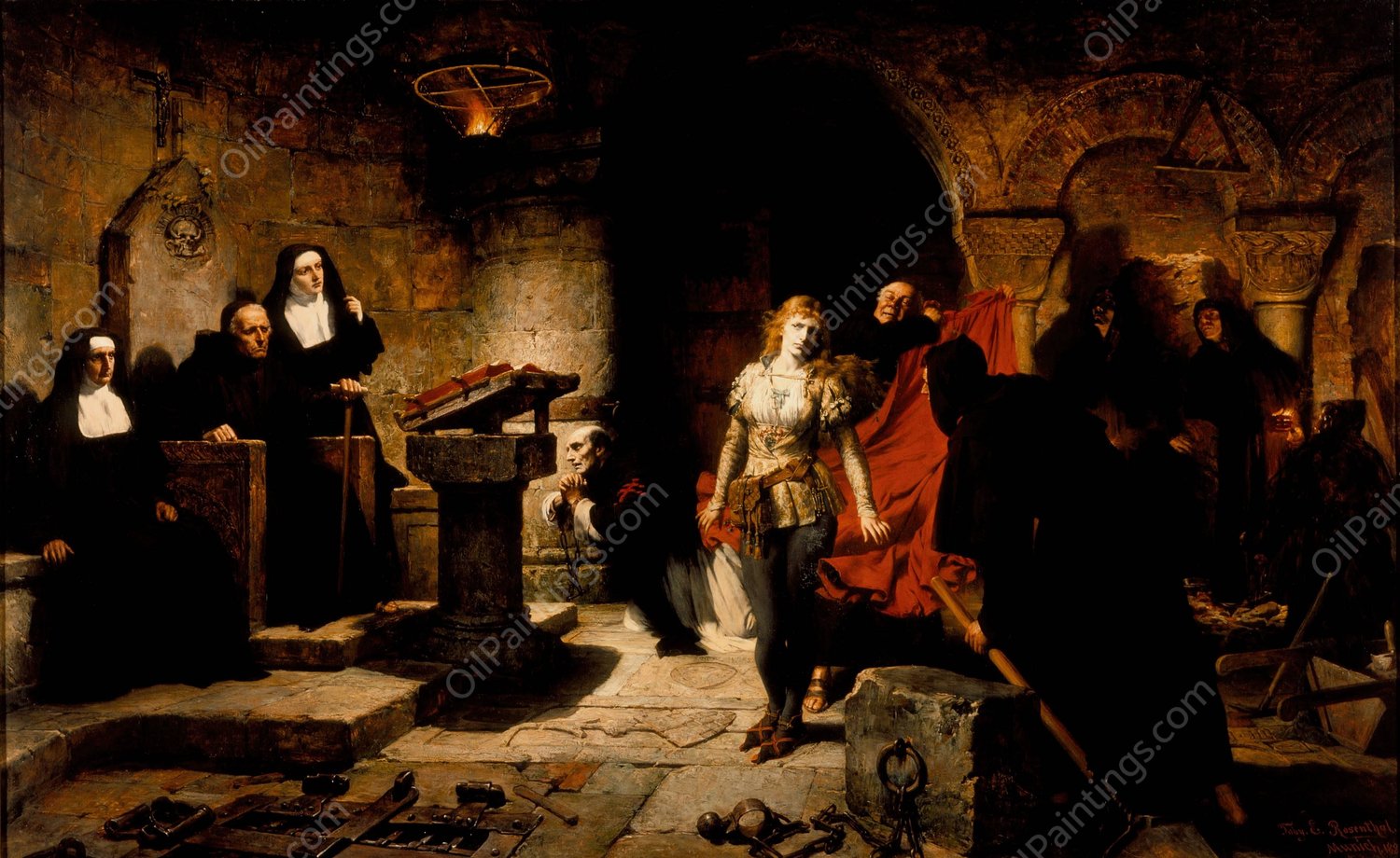 The Trial of Constance de Beverly  by Toby Edward Rosenthal - Hand-Painted Oil Painting Reproduction