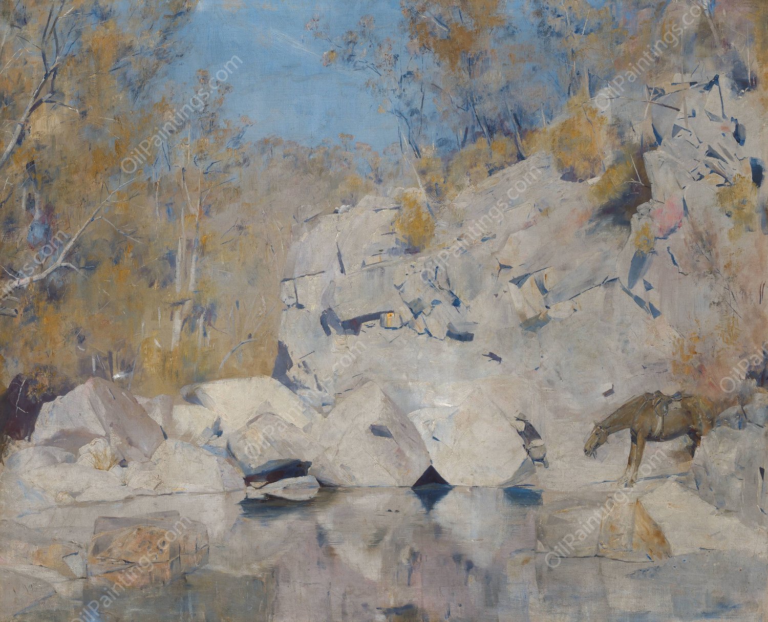 In a corner on the Macintyre by Tom Roberts - Hand-Painted Oil Painting Reproduction