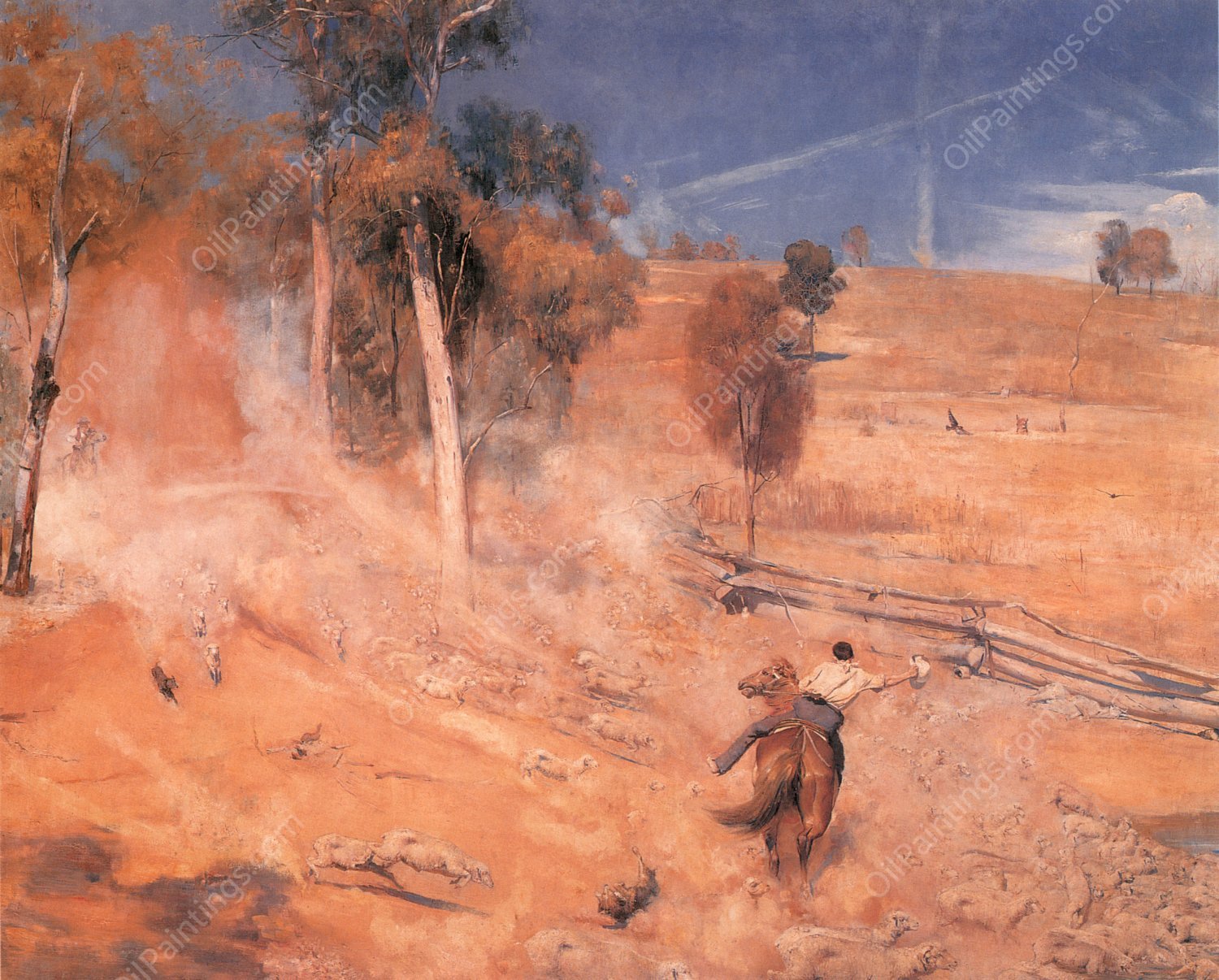 The Break Away by Tom Roberts - Hand-Painted Oil Painting Reproduction