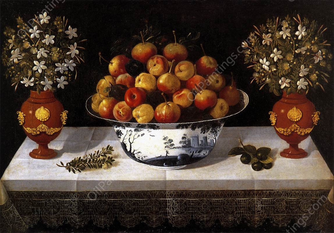 Still-Life with Fruit and Flowers by Tomas Hiepes - Hand-Painted Oil Painting Reproduction