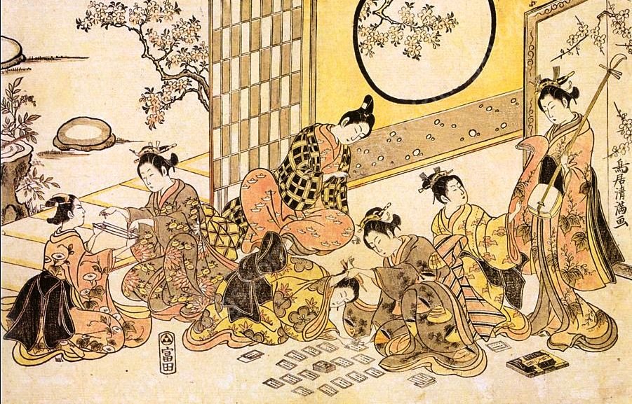 Indoor Games by Torii Kiyomasu - Hand-Painted Oil Painting Reproduction