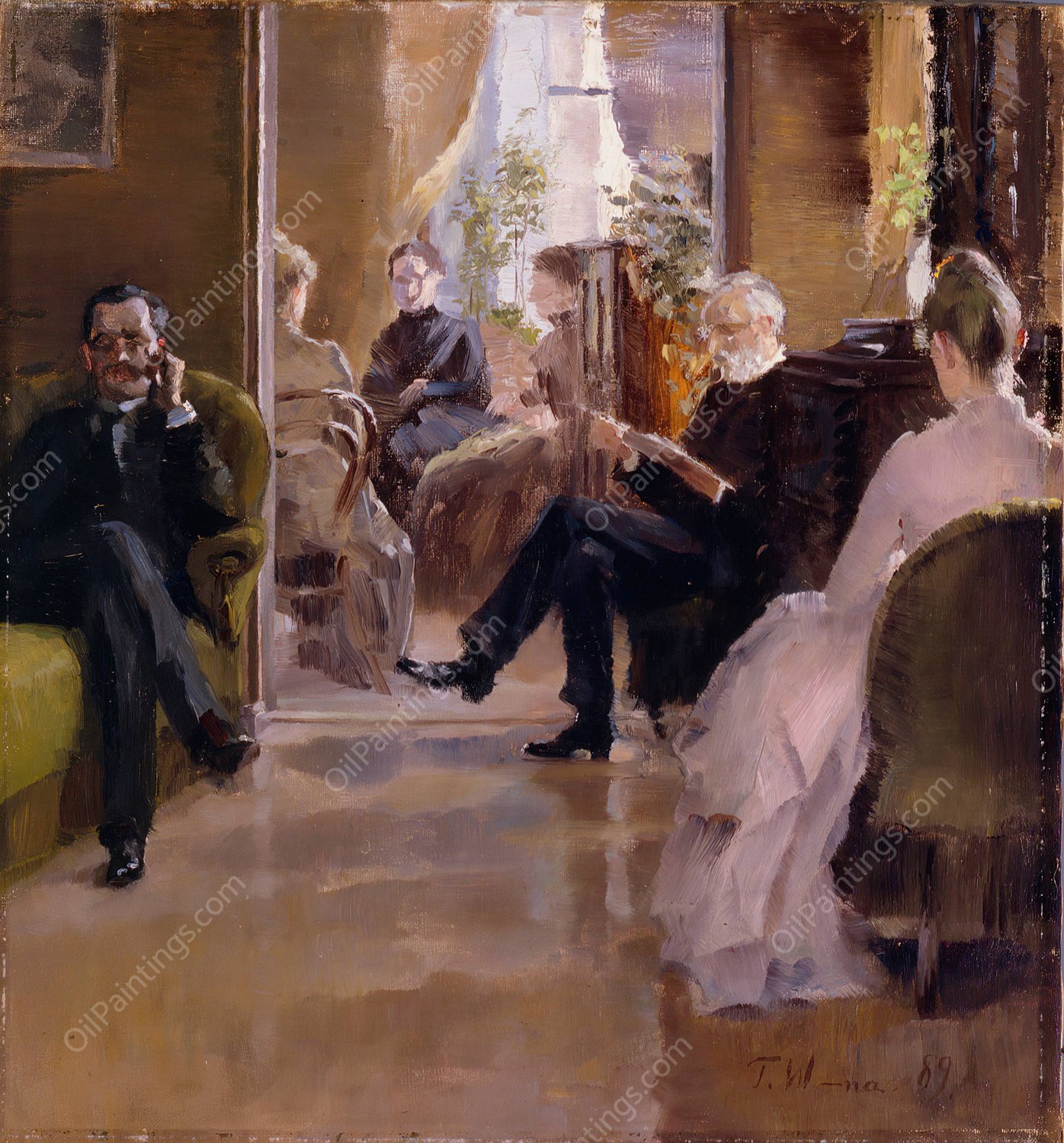 Interior from Rudolfina Wasastjerna's home in Helsinki, Pohjoisranta 6  by Torsten Wasastjerna - Hand-Painted Oil Painting Reproduction