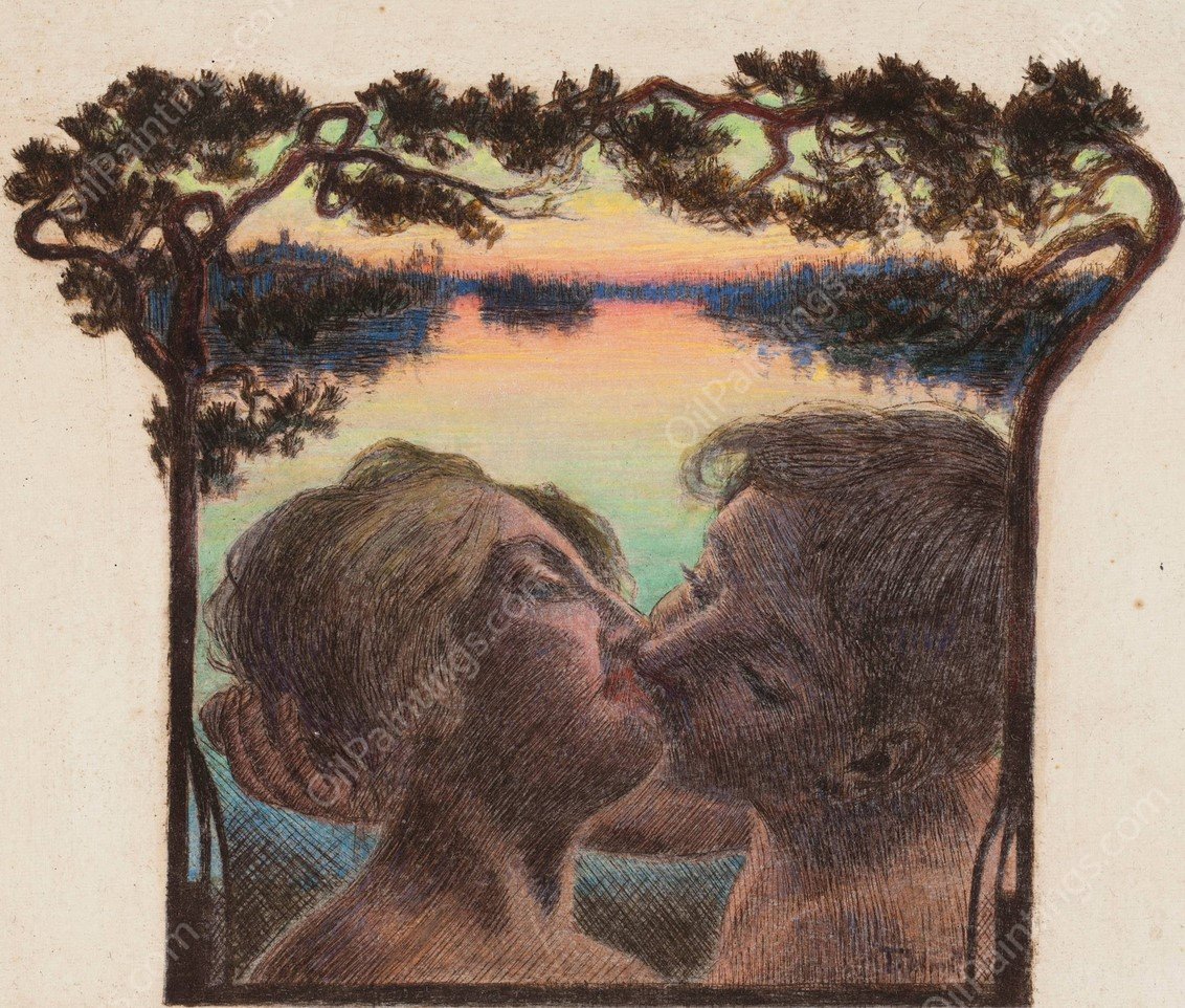 Rakastavaiset  by Torsten Wasastjerna - Hand-Painted Oil Painting Reproduction