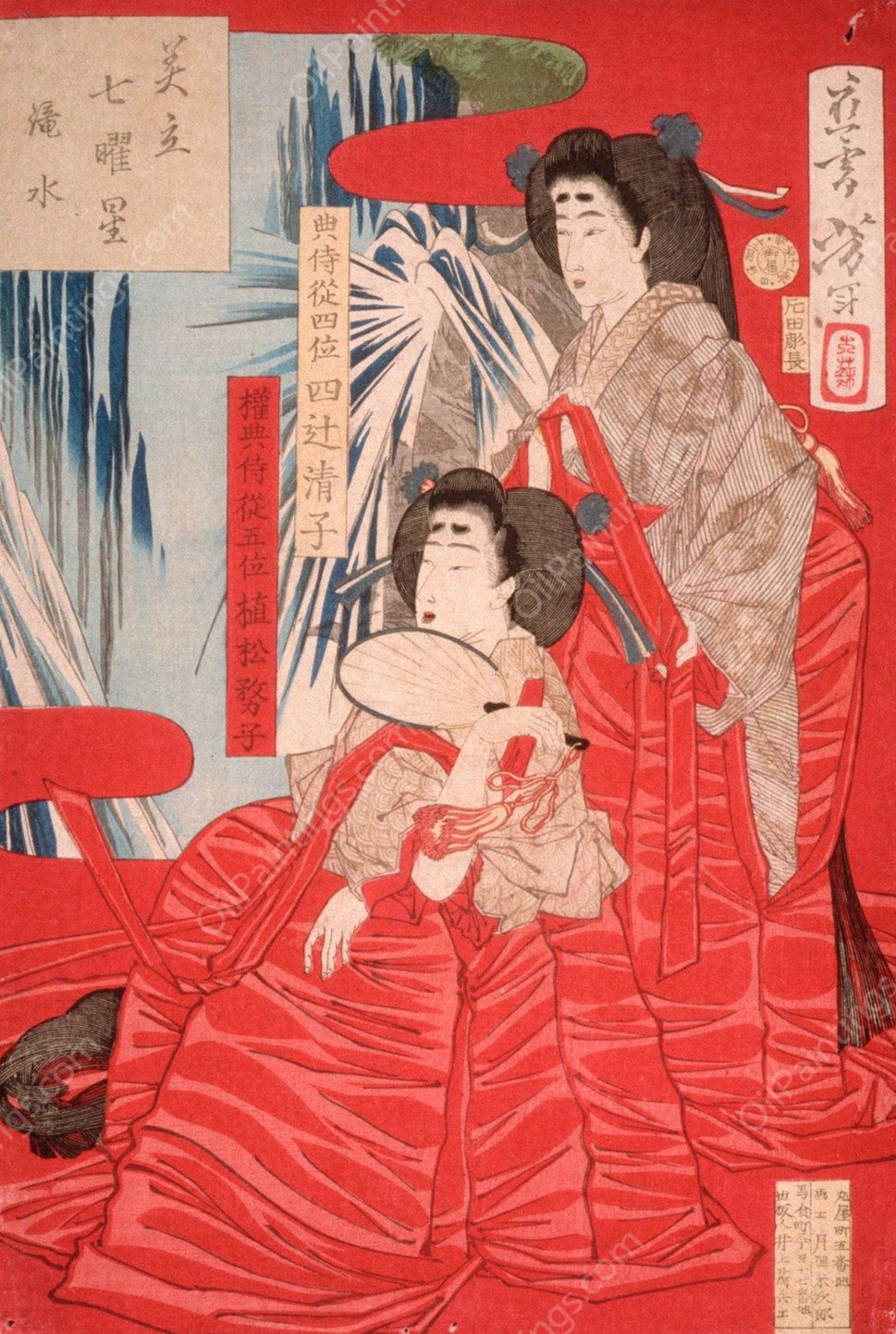 Cascading Water  by Tsukioka Yoshitoshi - Hand-Painted Oil Painting Reproduction